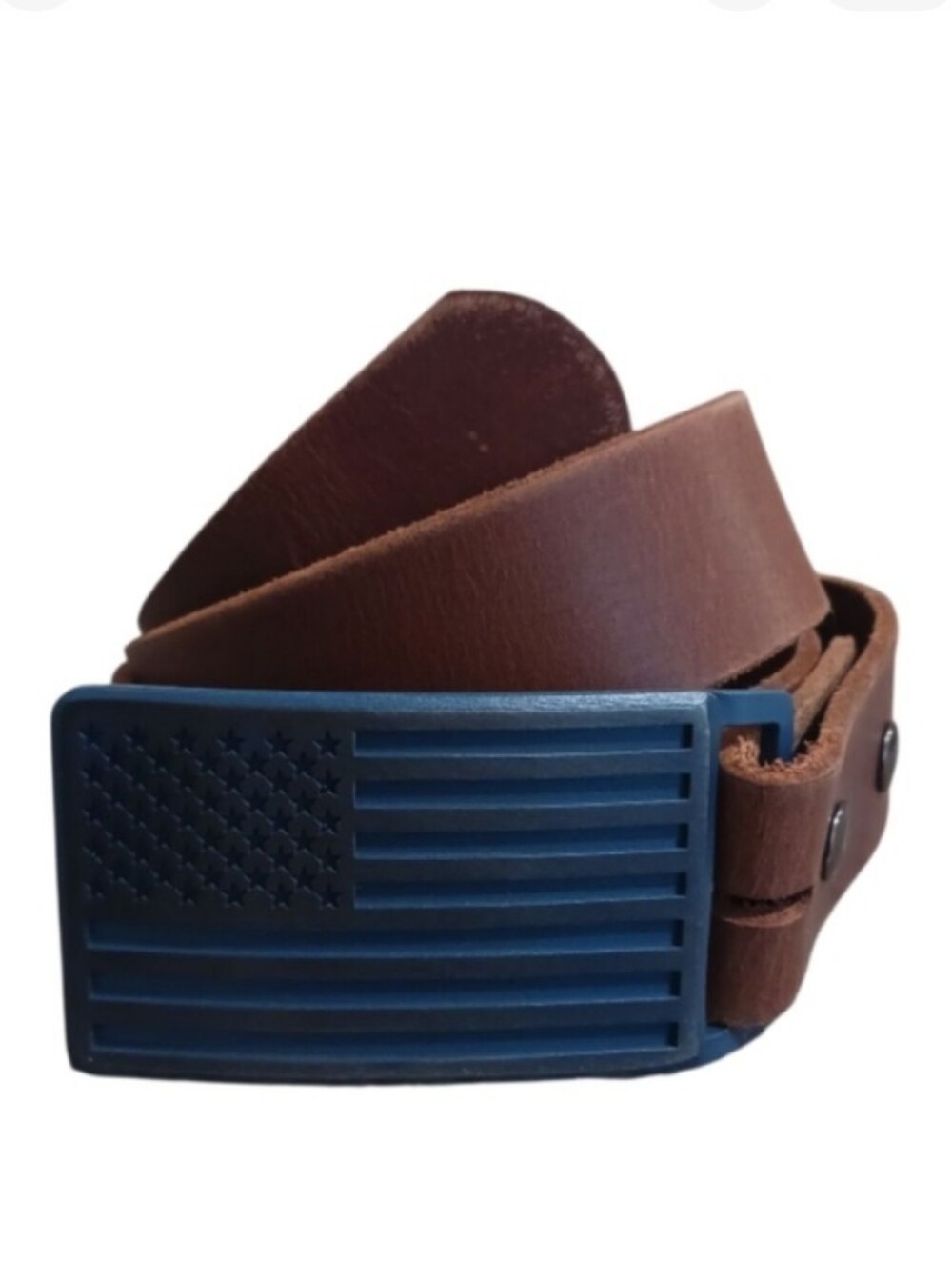 Blue Steel American Flag Buckle & Leather Belt